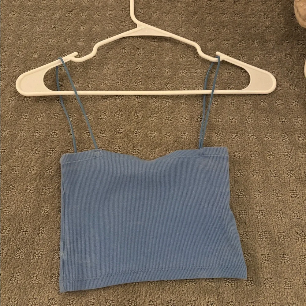 Zara Light Blue Ribbed Top - Picture 4 of 6